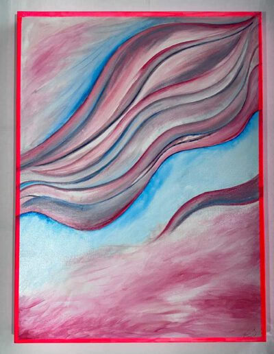 Acryl auf Leinwandgemälde Pink Feather 59,5x50x4,5 cm von Kunstmalerin Judith Pink aus Eppelborn