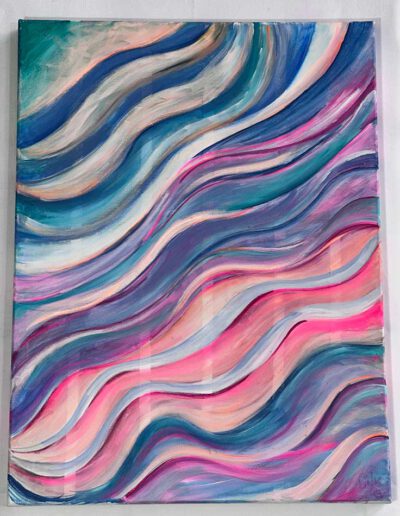 Kunstgemälde Pink Feather doppelt 59,5x80x4,5 cm Acryl auf Leinwand von Kunstmalerin Judith Pink