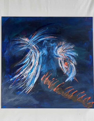 Phoenix Acryl auf Leindwand 80x80x4,5 cm Gemälde von Kunstmalerin Judith Pink aus Eppelborn
